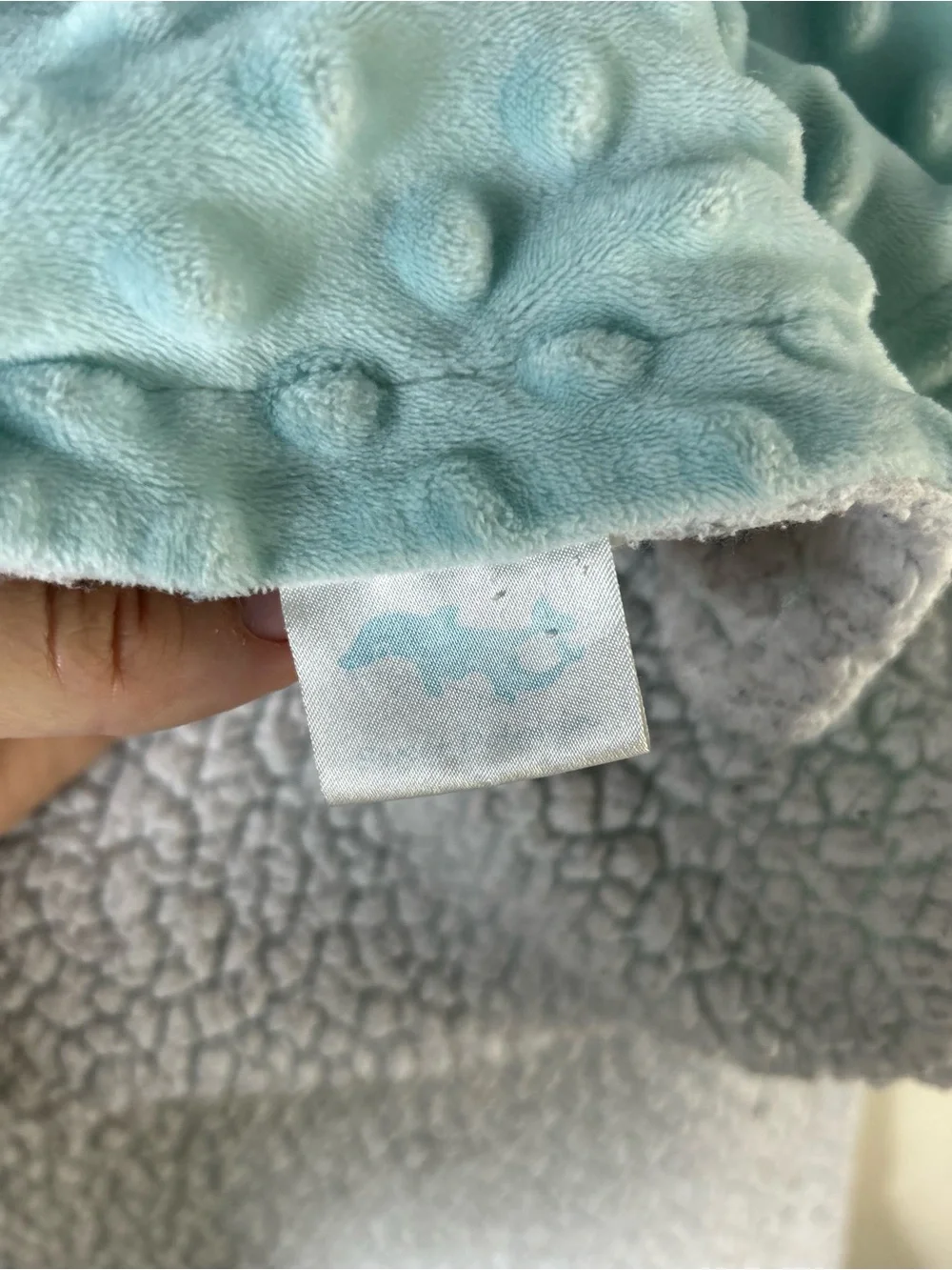 Sweet Dolphin Light Blue Baby Blanket Minky Dot White Sherpa Lovey